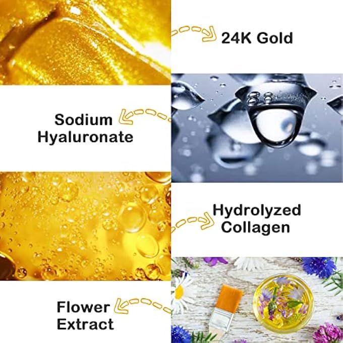 Adofect 24K GOLD GEL COLLAGEN CRYSTAL FACIAL MASKS SHEET PATCH FOR ANTI AGING, PUFFINESS, ANTI WRINKLE, MOISTURIZING, DEEP TISSUE REJUVENATION AND HYDRATES SKIN, 6 PCS - Image 3